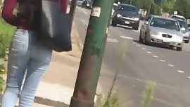 Ebony Teen Walking Down The Street Lil Booty