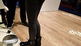 Candid Leather Pants Ass