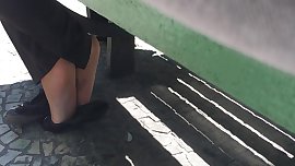 Candid girl tatoo feet in flats