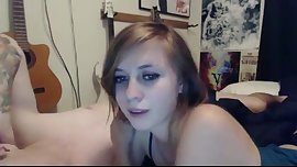 Busty amateur teen sucks and fucks