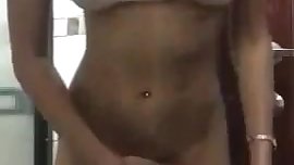 Hot black teen takes off her sexy panties and rubs