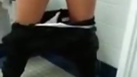 Sweet horny couple fuck first time at public toilet