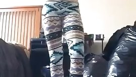 Beautiful teen strips and sits on her brush