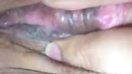 Tight hairy teen playing with a pencil