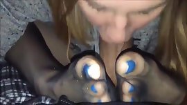 Amatuer teen blowy footjob