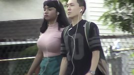 candids - teen huge tits bra outline tight top