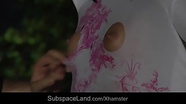 Bondage discipline for young slave fucked to swallow her sin