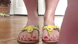 Tanja sexy barefoot Feet Walk and yellow Sandals