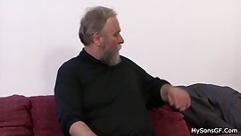 Teen girl rides his old cock