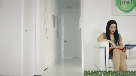 Horny babe Karly rides a cock and gets her face messed up