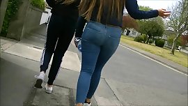 Very young Teenager Teenie Girl in tight Jeans ass
