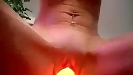 Teen stretches her pussy on a lava lamp