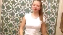 Cute teen uncomfortable strip