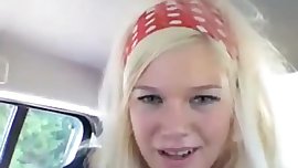 Norwegian blonde masturbating in her car