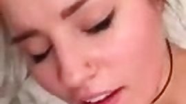 Cute teen girl waits to get her face covered in cum