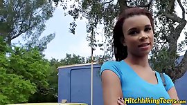 Sexy redhead latina teen Raven Redmond nailed in the car