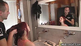 Bros gf rides another dick as her bf leaves